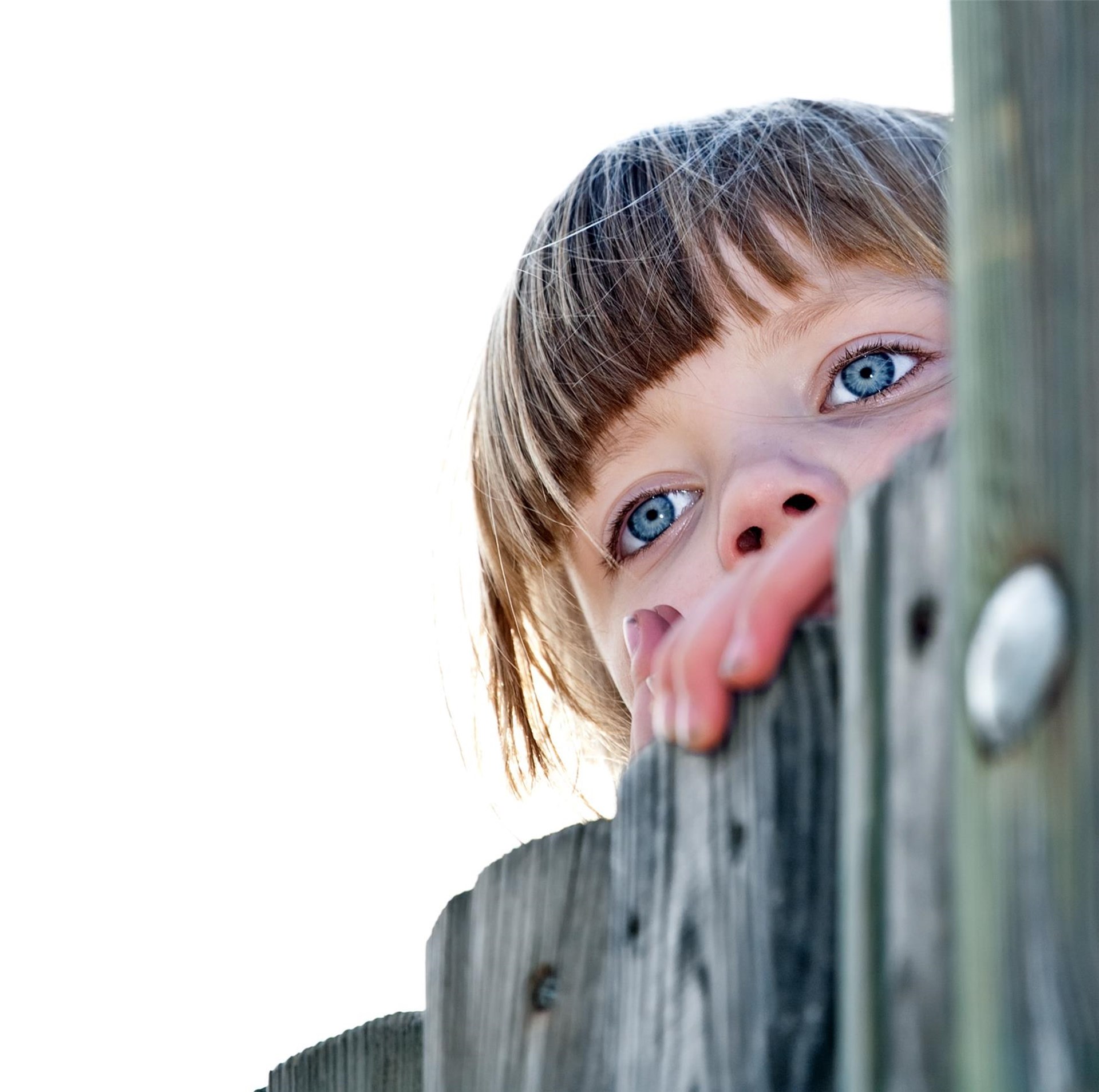 Kind hinter Bretterwand